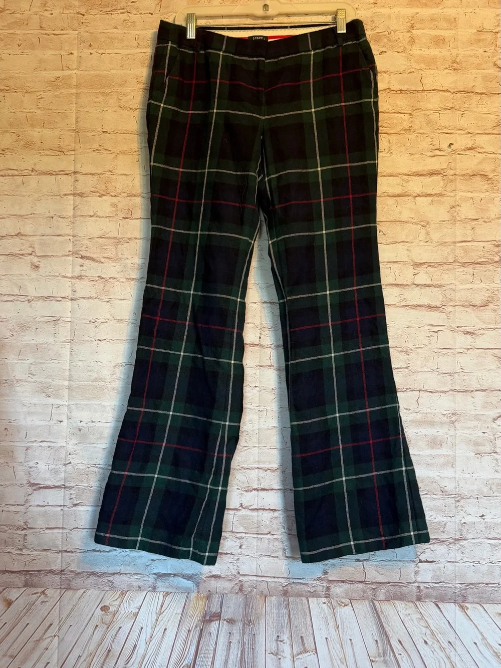 J. Crew vintage 100% Virgin wool flare city fit plaid pants size 8
